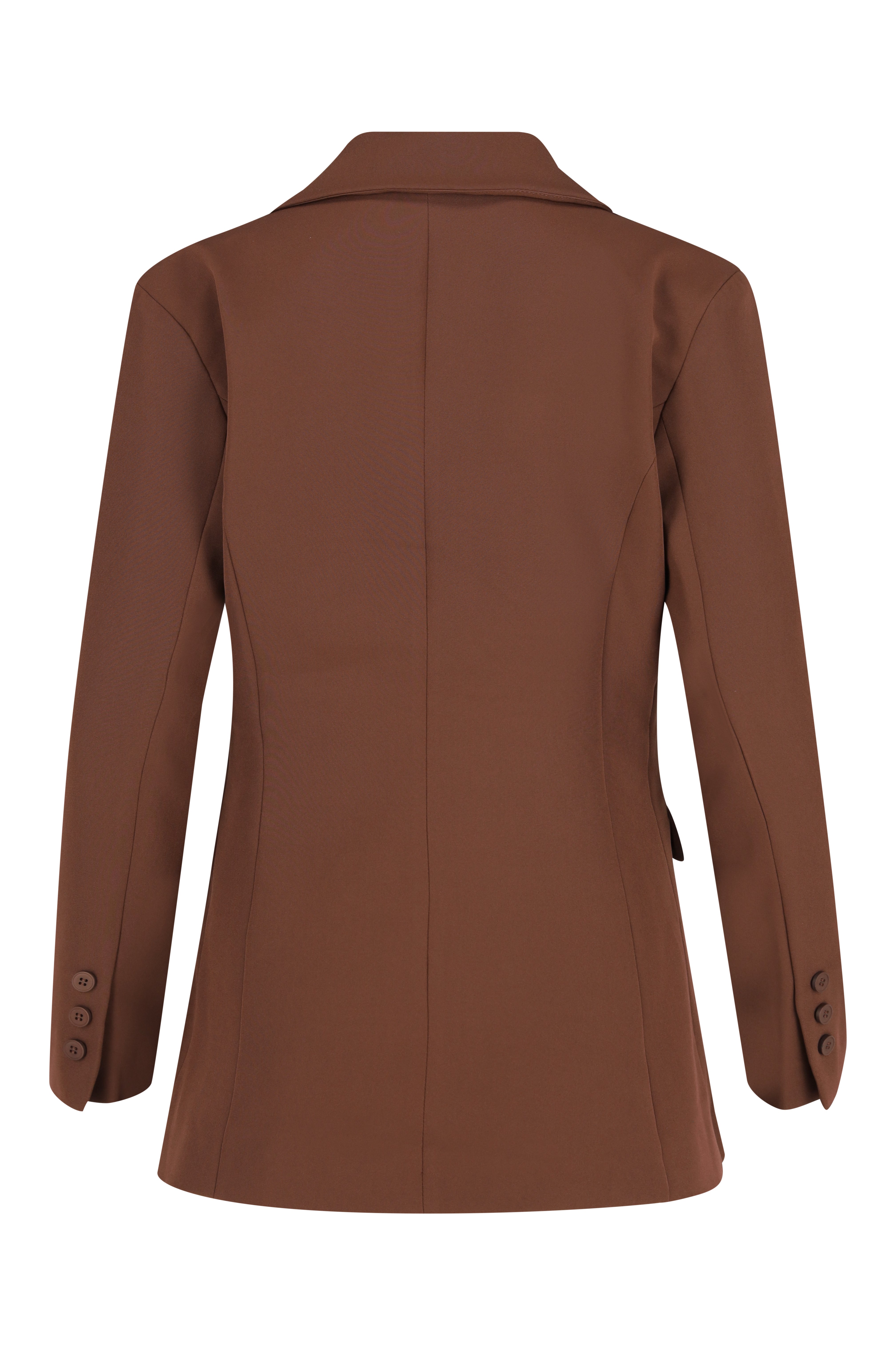 Single-Breasted Tailored Blazer - Brown