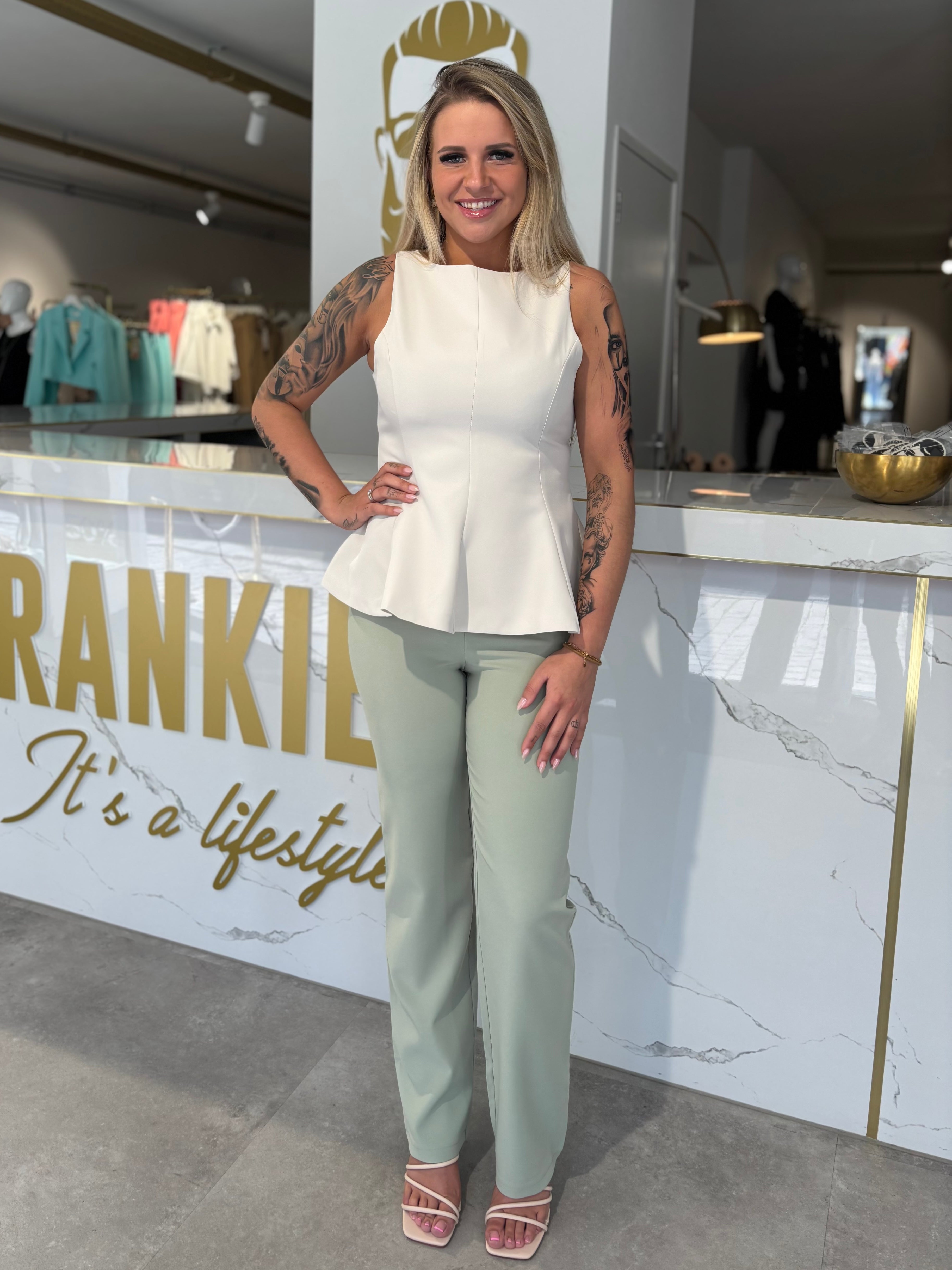 Peplum top beige