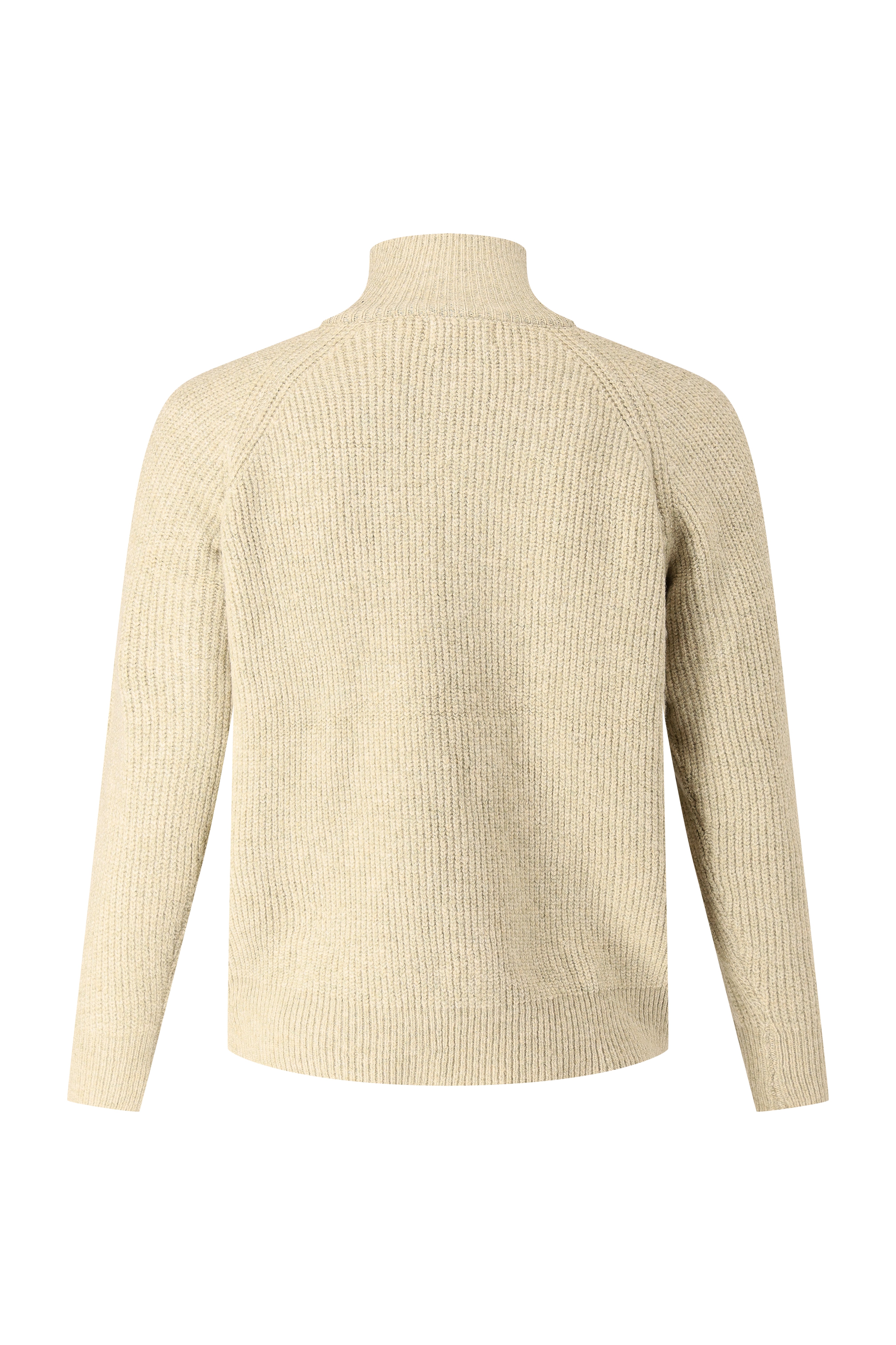 Zip Through Rib Knitwear - Beige