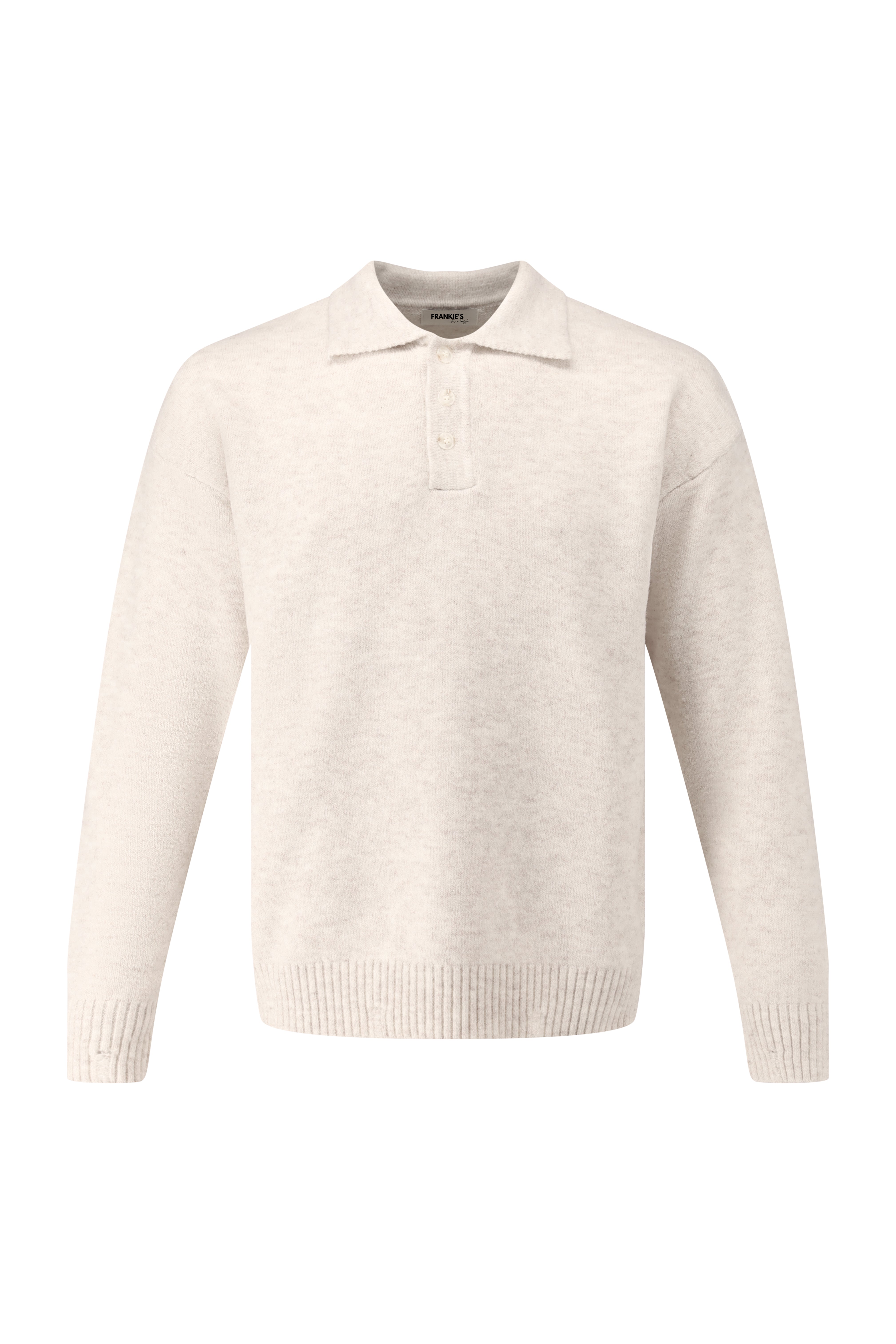 Polo Knitwear, Plain with Tape Detail - Beige