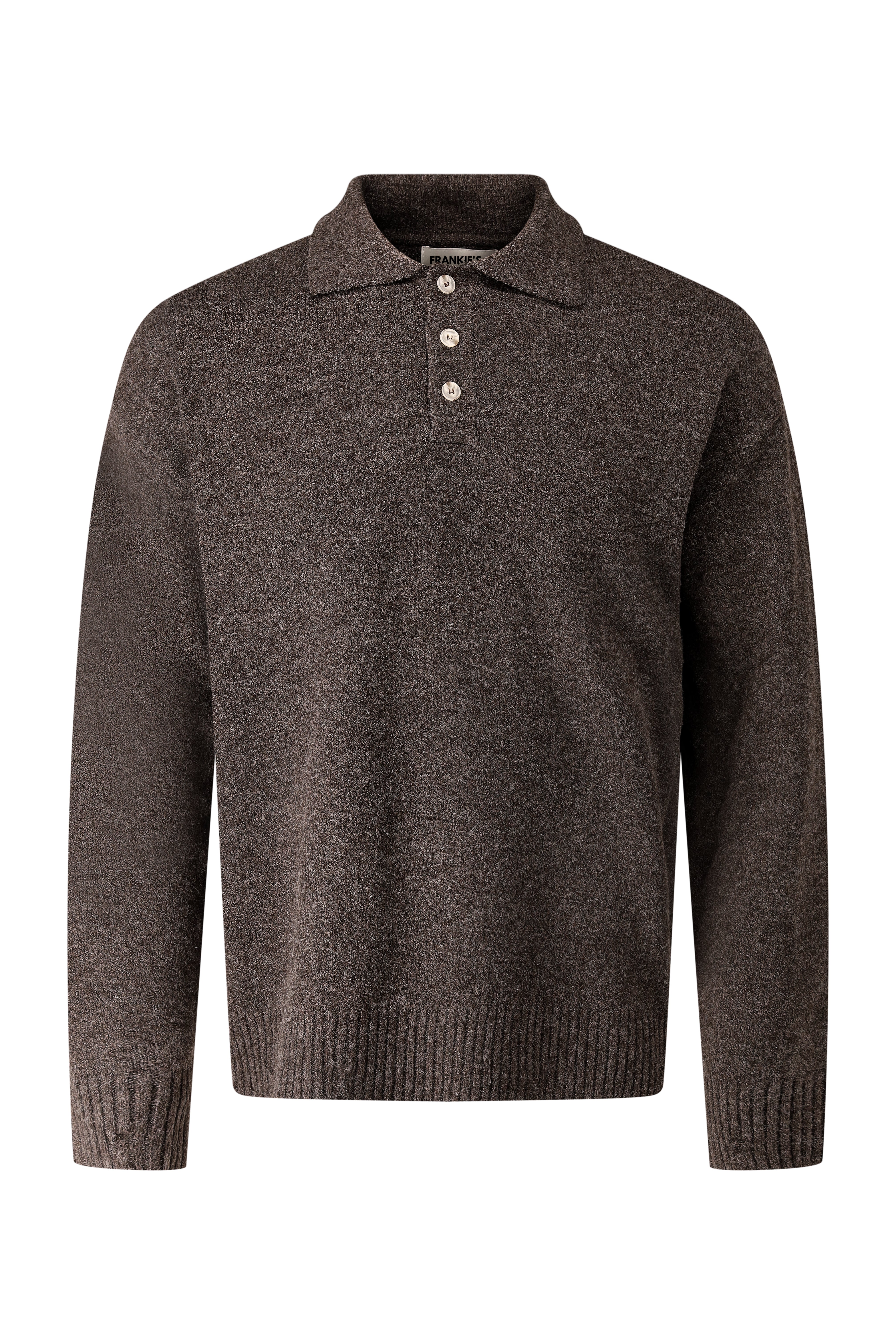Polo Knitwear, Plain with Tape Detail - Brown