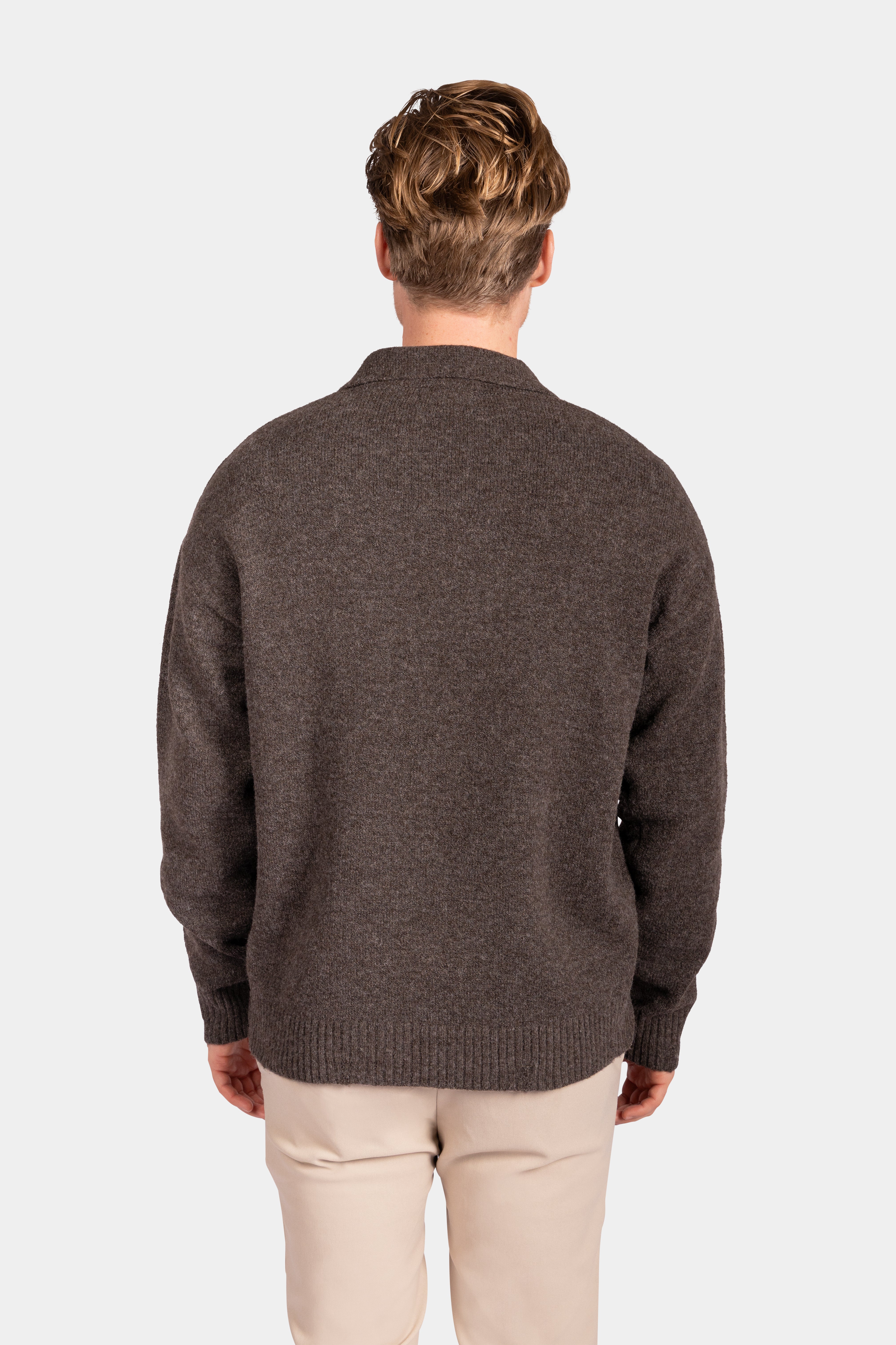 Polo Knitwear, Plain with Tape Detail - Brown - Frankie's