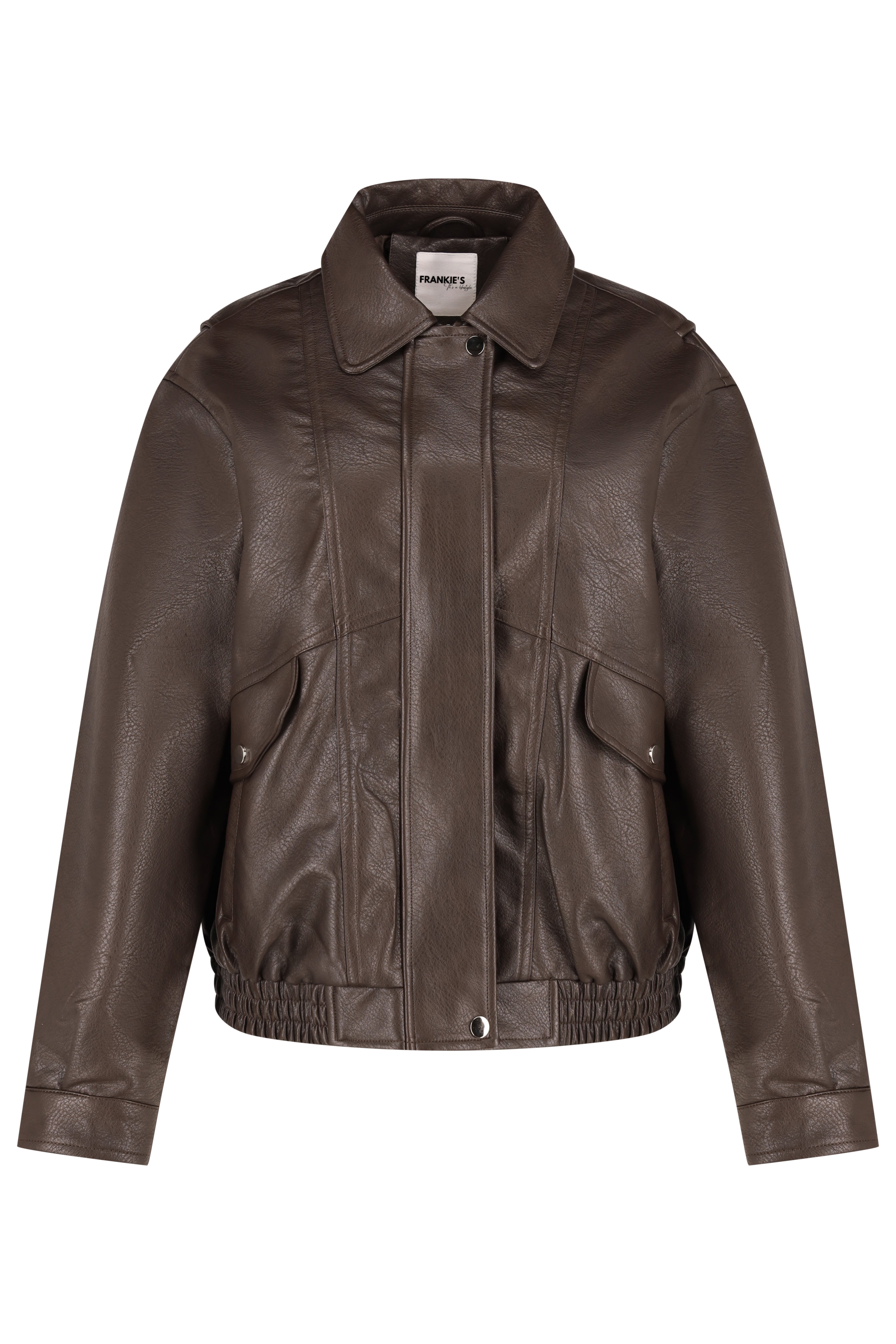 Lederjacke mit durchgehendem Reißverschluss – Braun