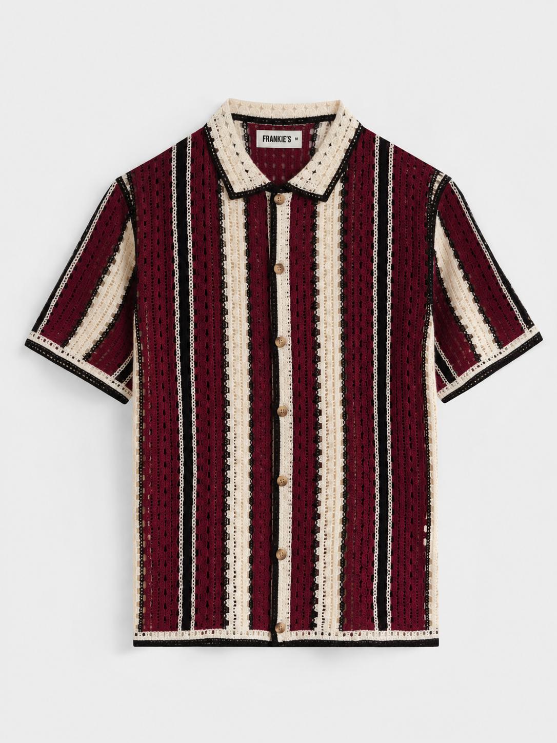 Milano Crochet Shirt – Bordeaux Cream
