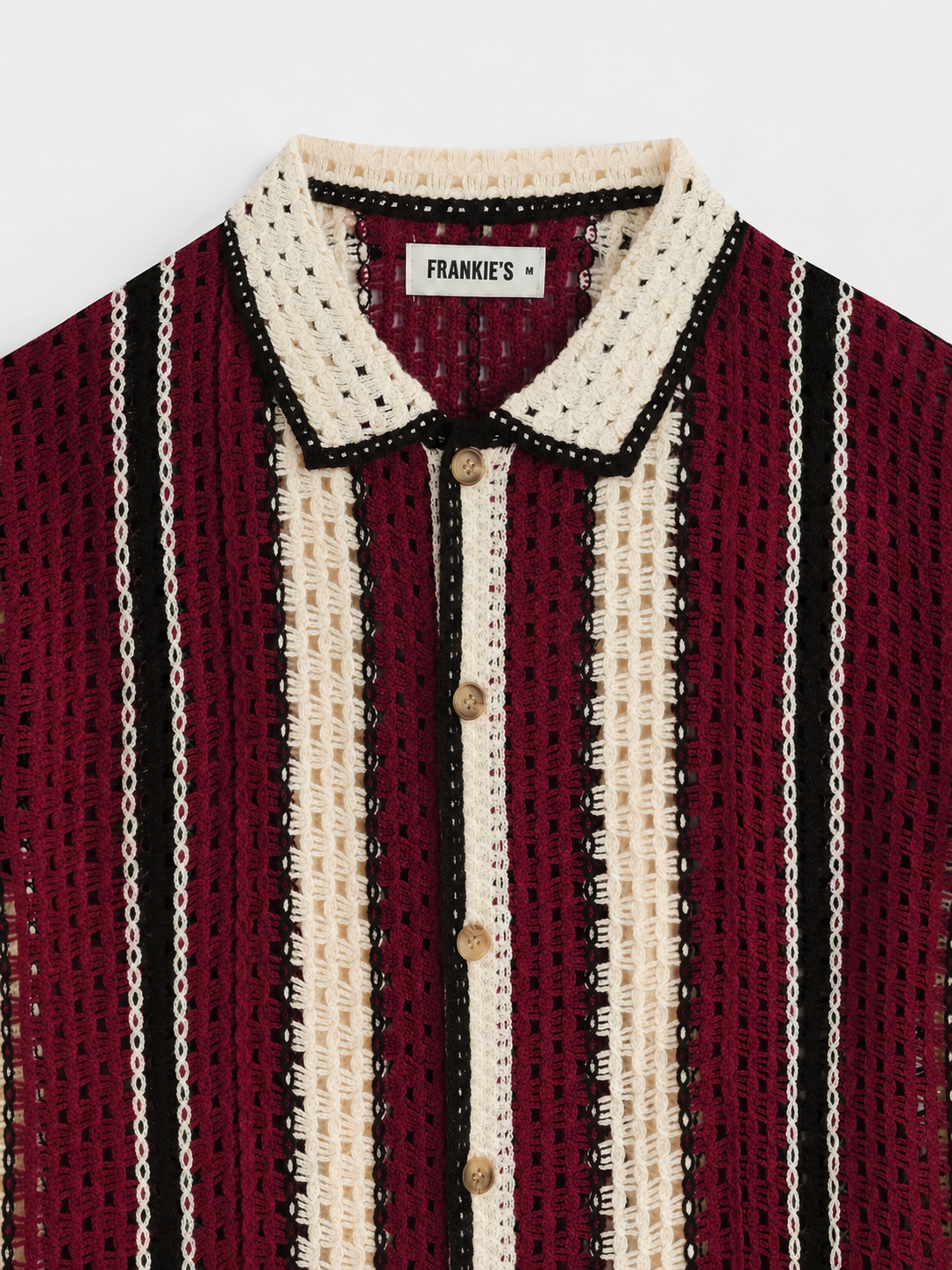 Milano Crochet Shirt – Bordeaux Cream