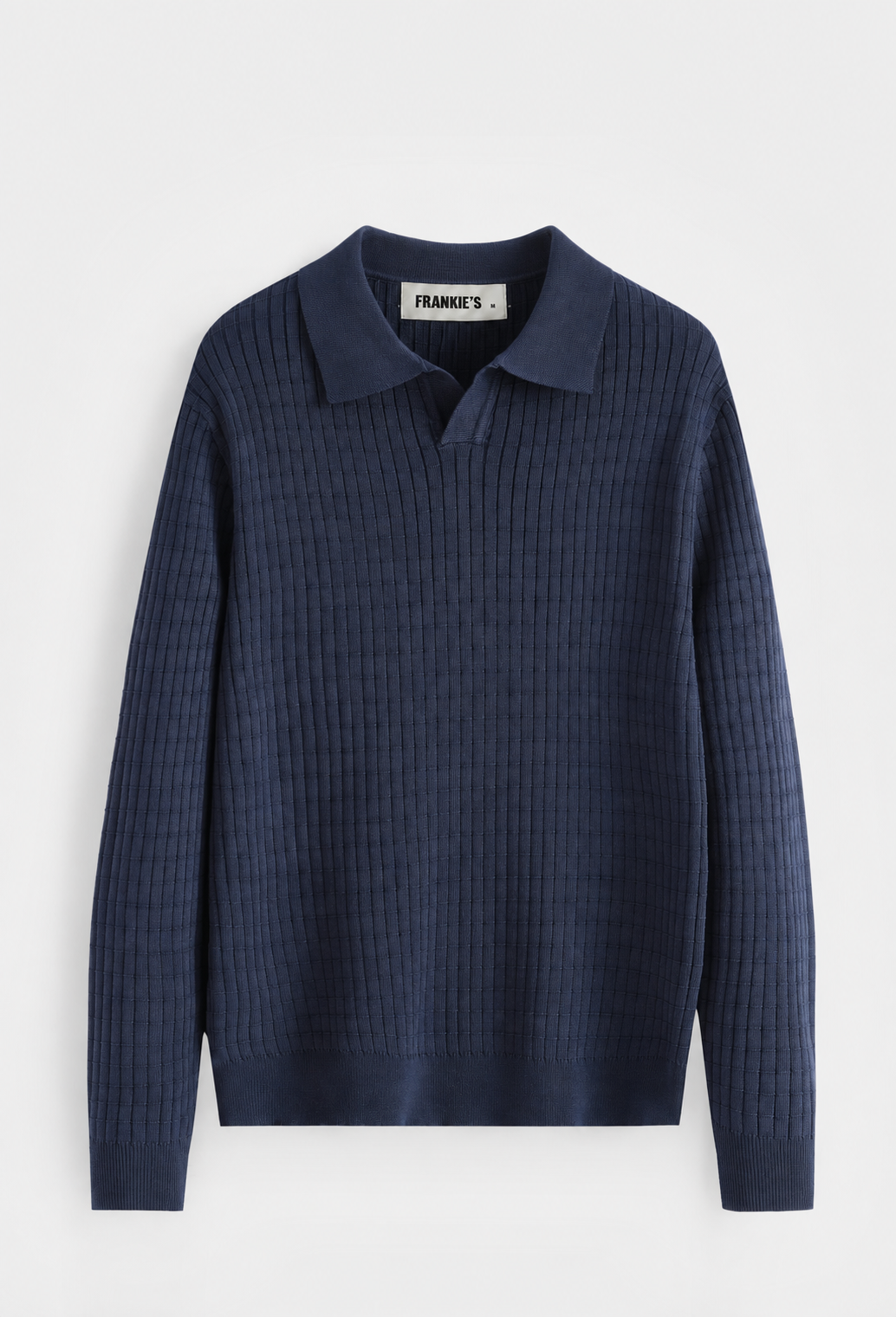 Taormina Textured Knit Polo Navy Blue