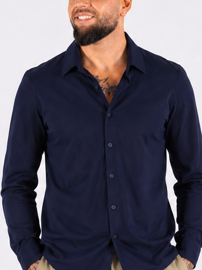 Casual Long Sleeve Overhemd - Navy - Frankie's