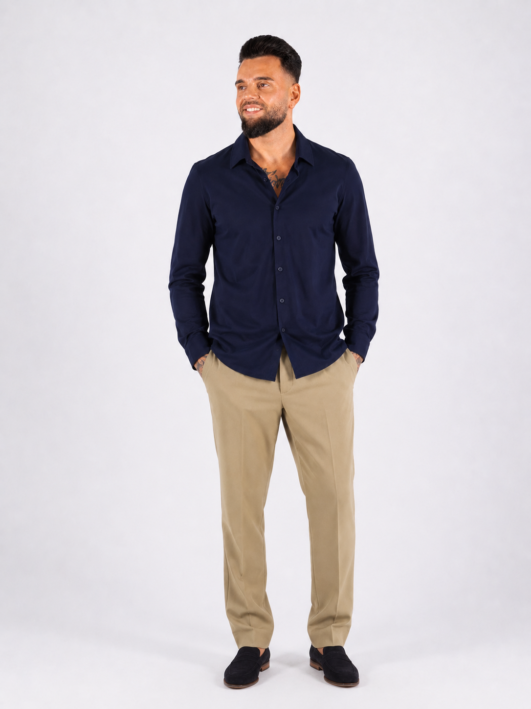 Casual Long Sleeve Overhemd - Navy - Frankie's