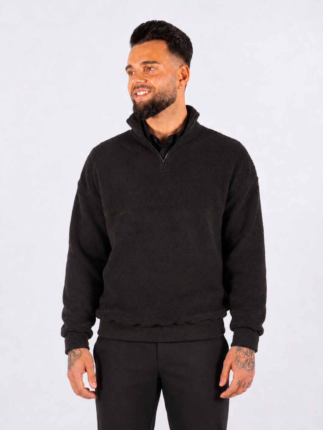 Classic Zip Fleece Pullover - Black