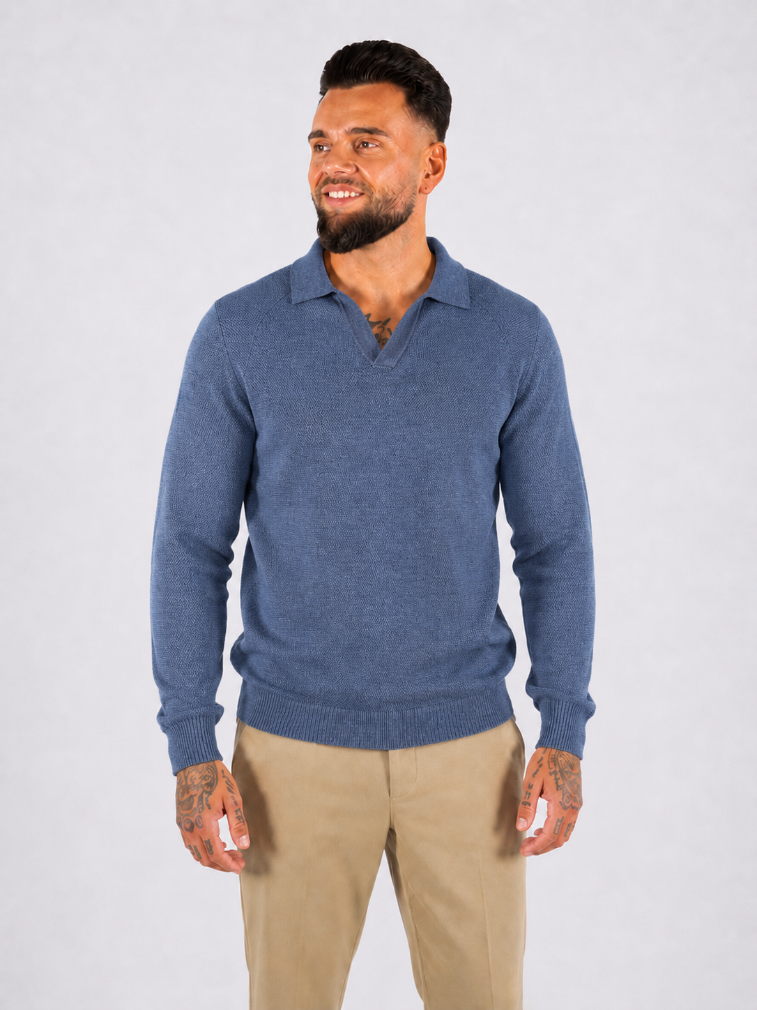 Textured Polo Knit Navy