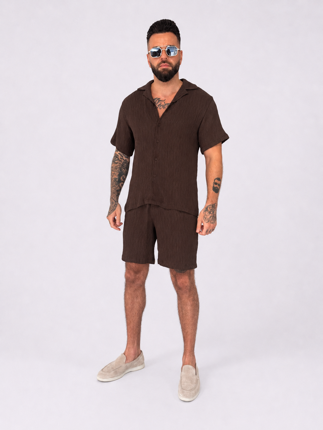 Summer set short & shirt brown