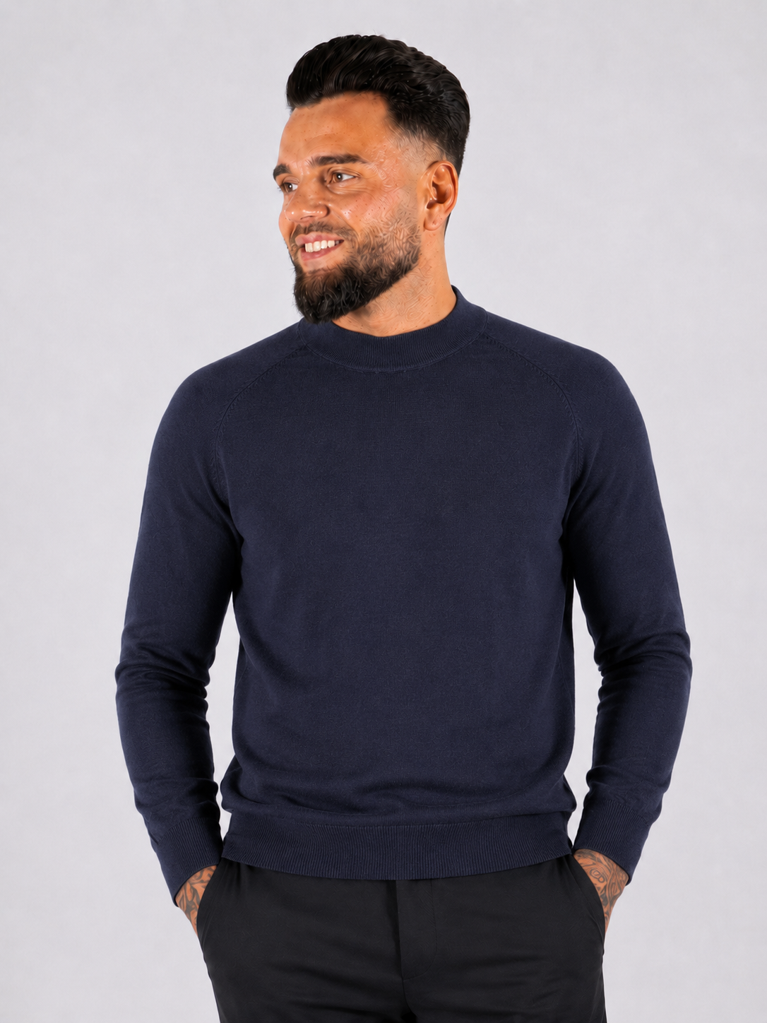 Maglia girocollo, semplice con manica raglan - blu navy