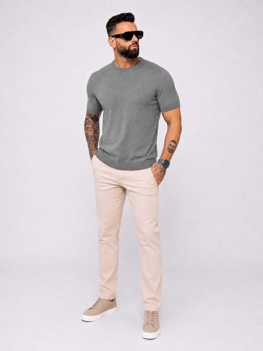 T-shirt knitwear short sleeve grey - Frankie's