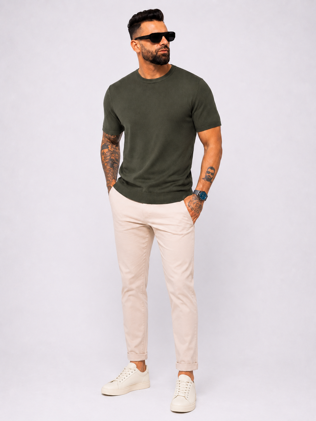 T-shirt knitwear short sleeve khaki - Frankie's