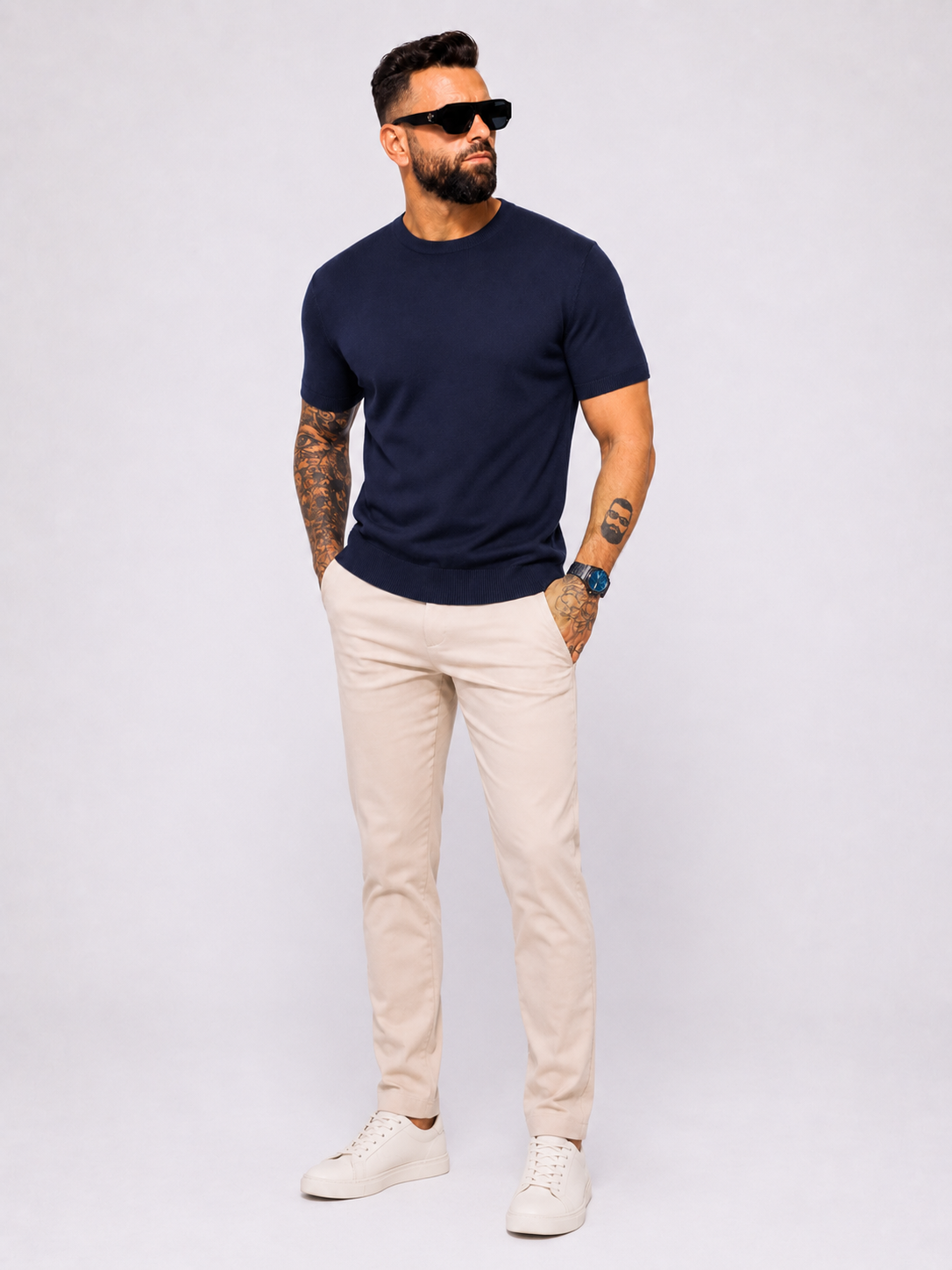T-shirt knitwear short sleeve navy blue - Frankie's