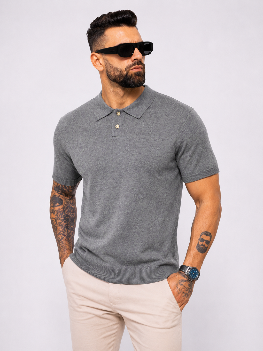 Polo knitwear short sleeve grey - Frankie's