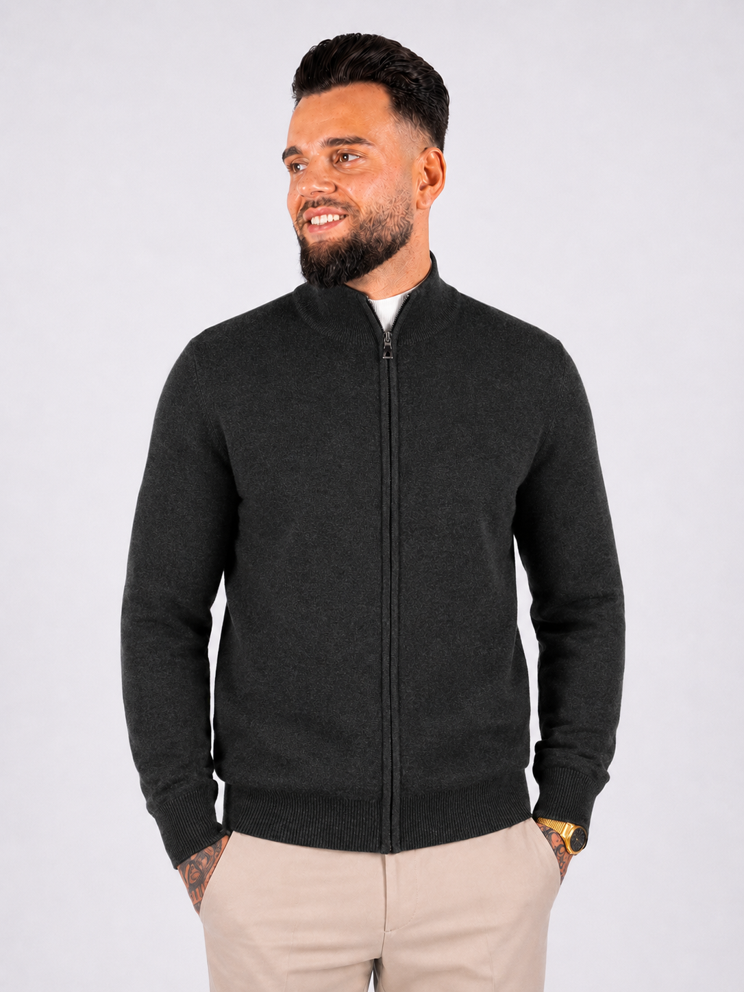 Vest zipper knitwear dark grey - Frankie's
