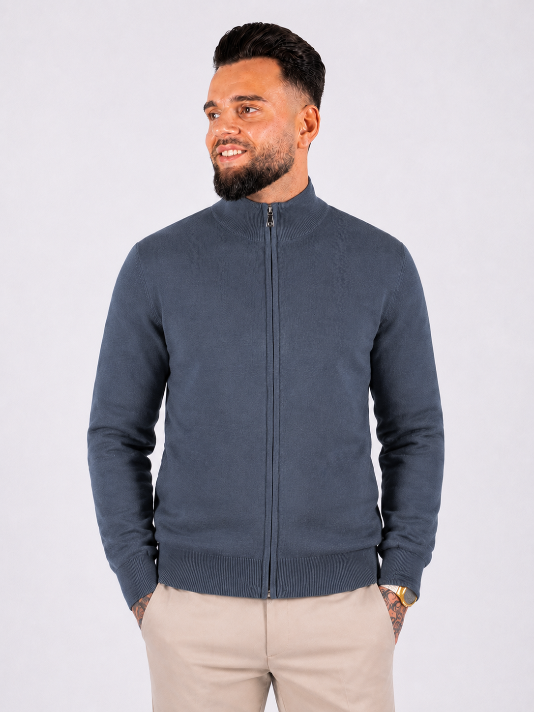 Vest zipper knitwear blue grey - Frankie's