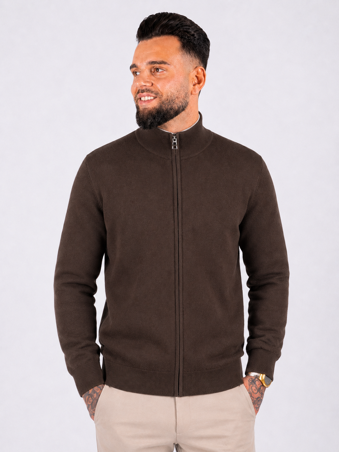 Vest zipper knitwear brown - Frankie's