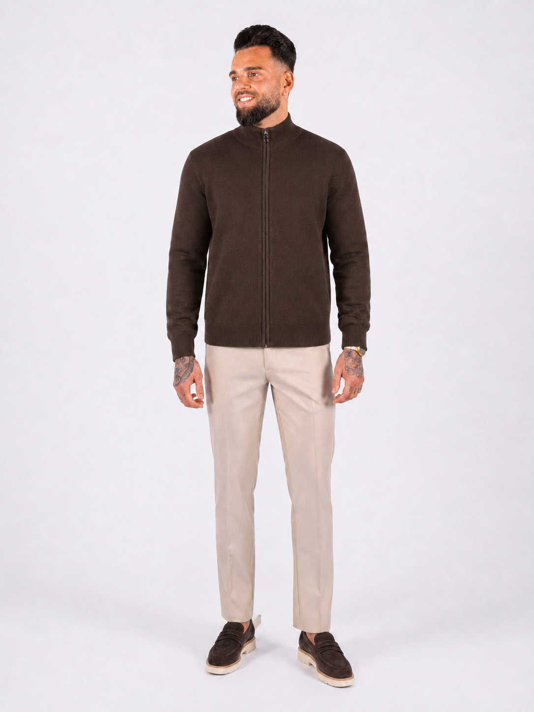Vest zipper knitwear brown - Frankie's