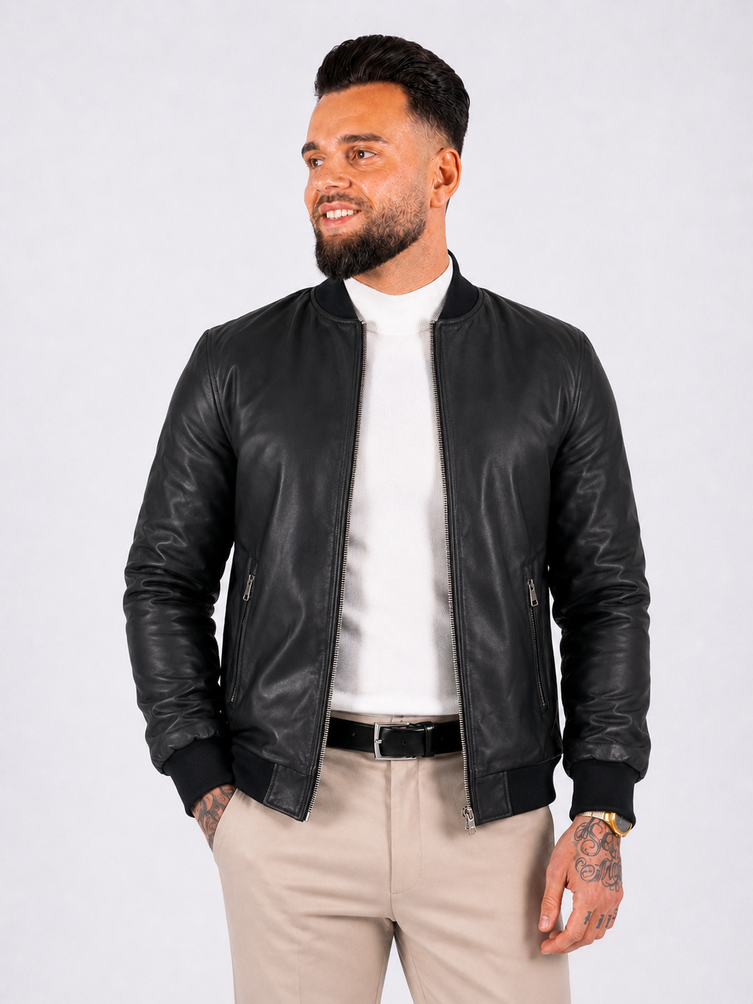 Leather jacket bomber black - Frankie's