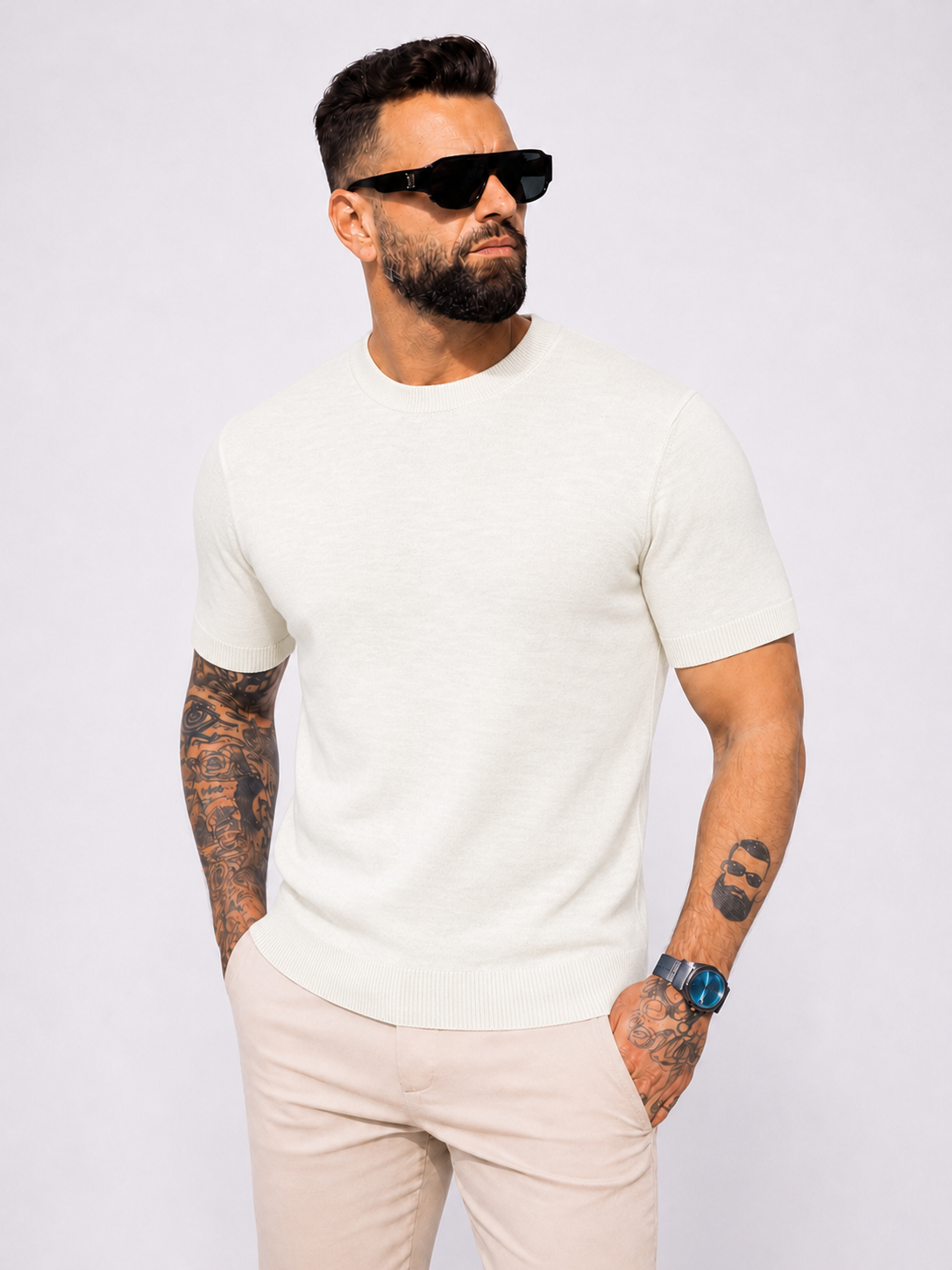 T-shirt knitwear short sleeve cream - Frankie's