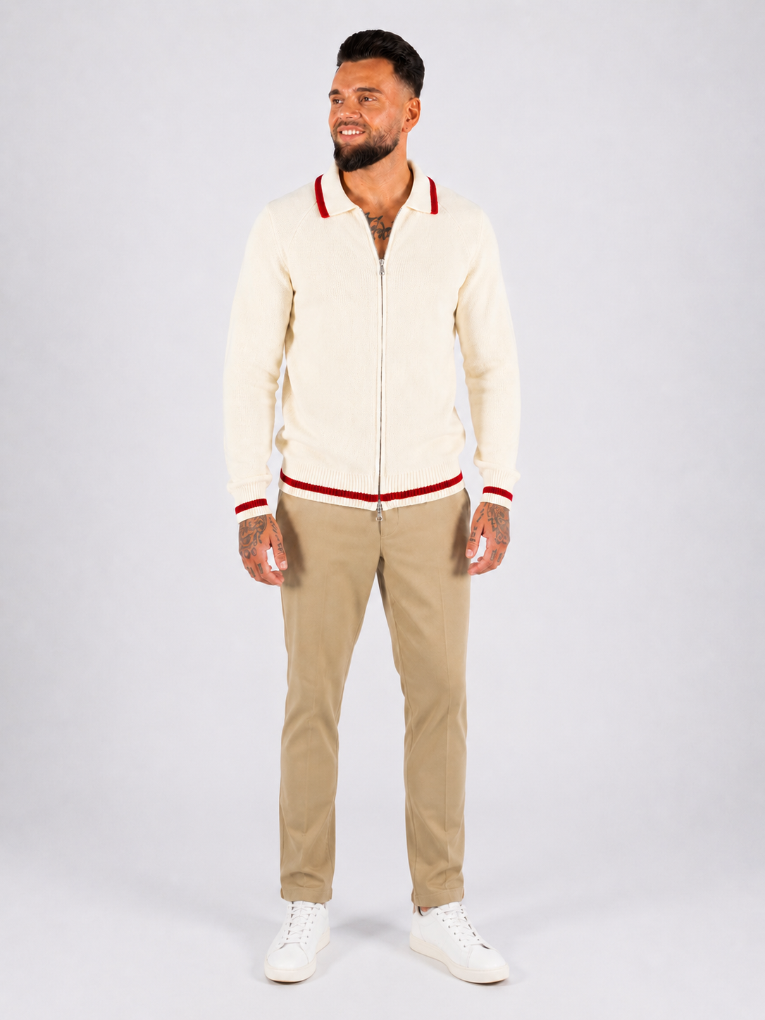 Zip Through Knitwear - Beige - Frankie's