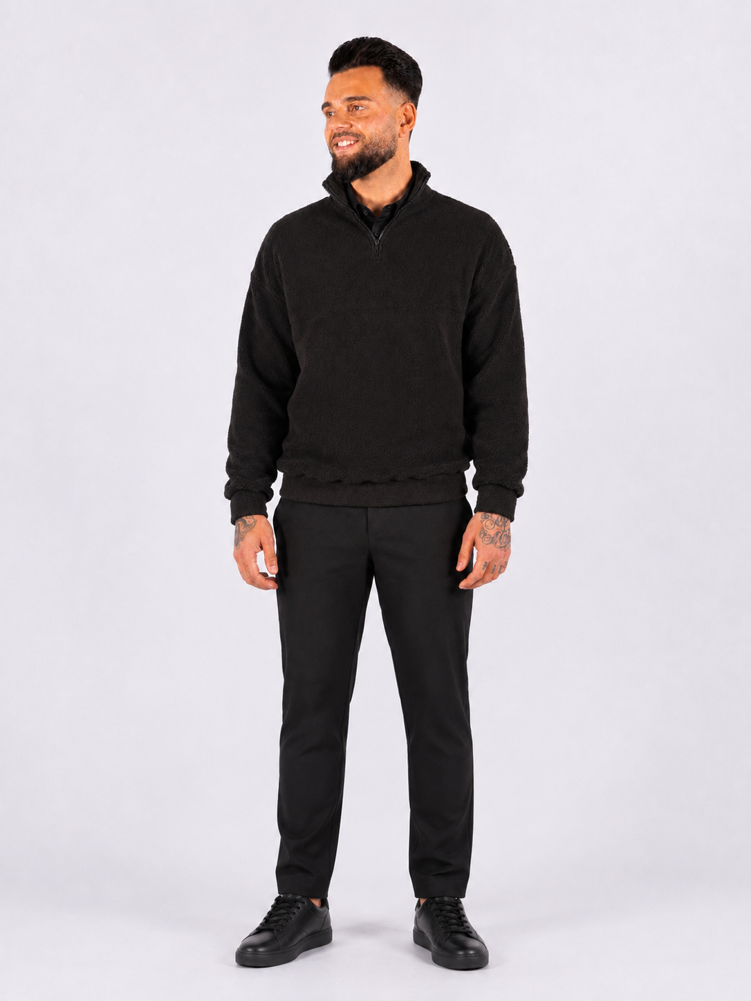 Classic Zip Fleece Pullover - Black - Frankie's