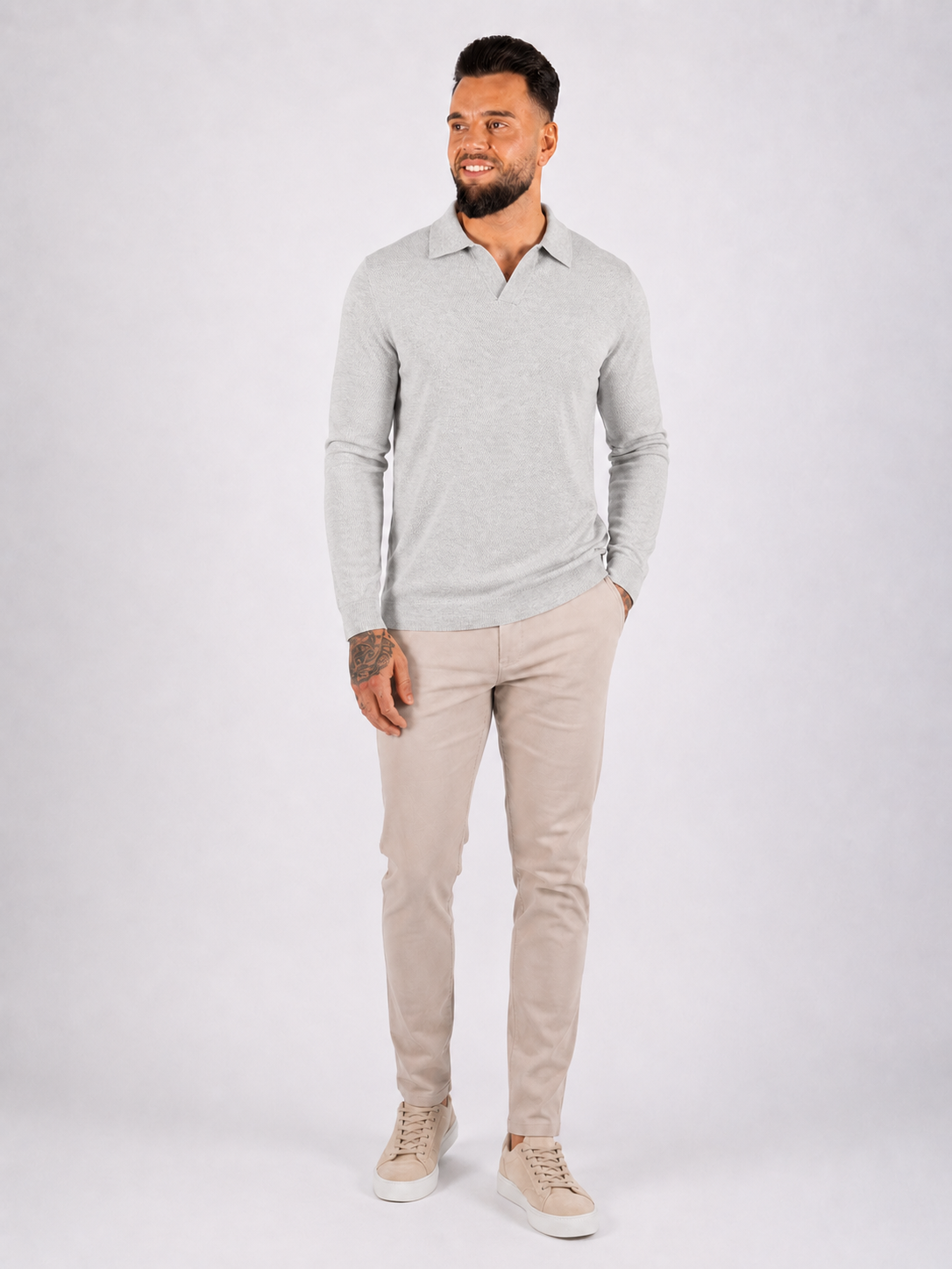 Textured Polo Knit - Grey - Frankie's