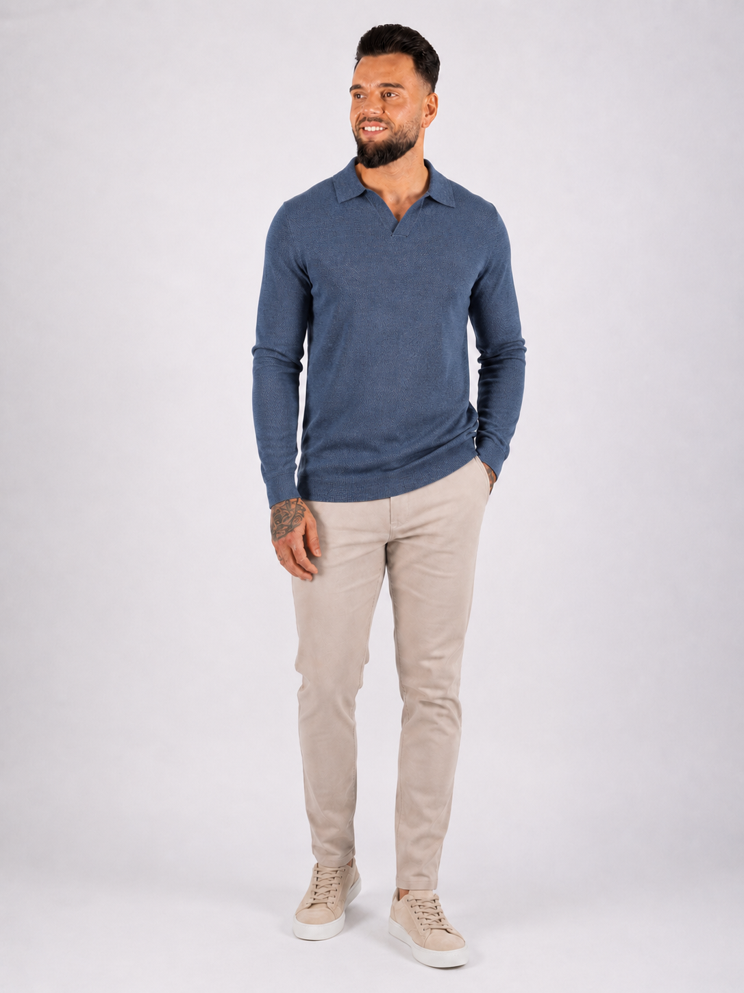 Textured Polo Knit Navy - Frankie's
