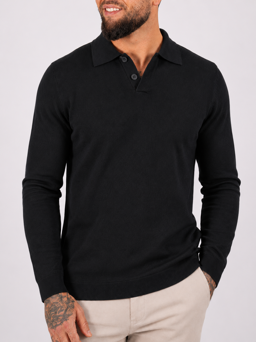 Polo Knitwear, Plain - Black - Frankie's