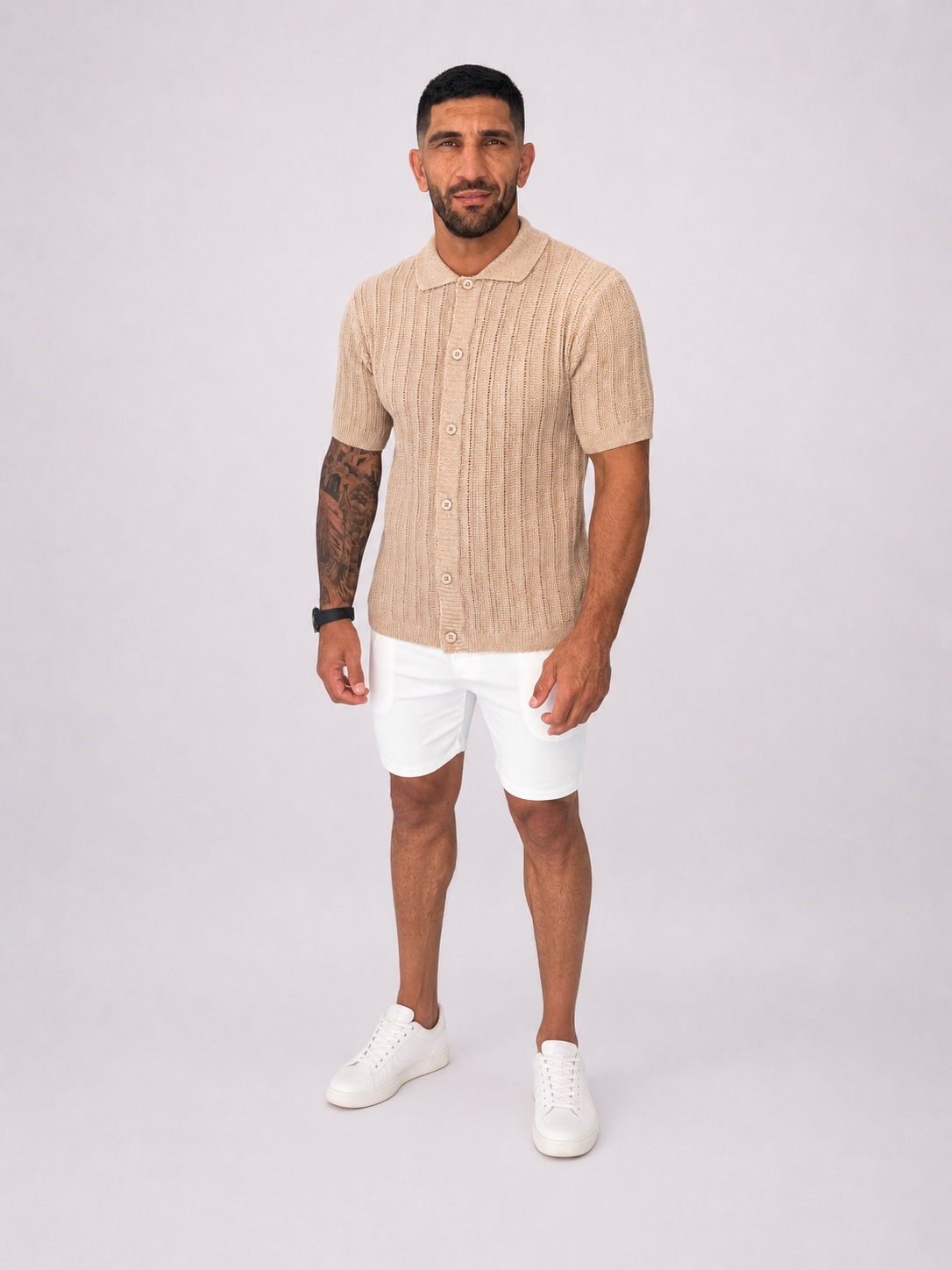 Buttoned knitted shirt beige - Frankie's