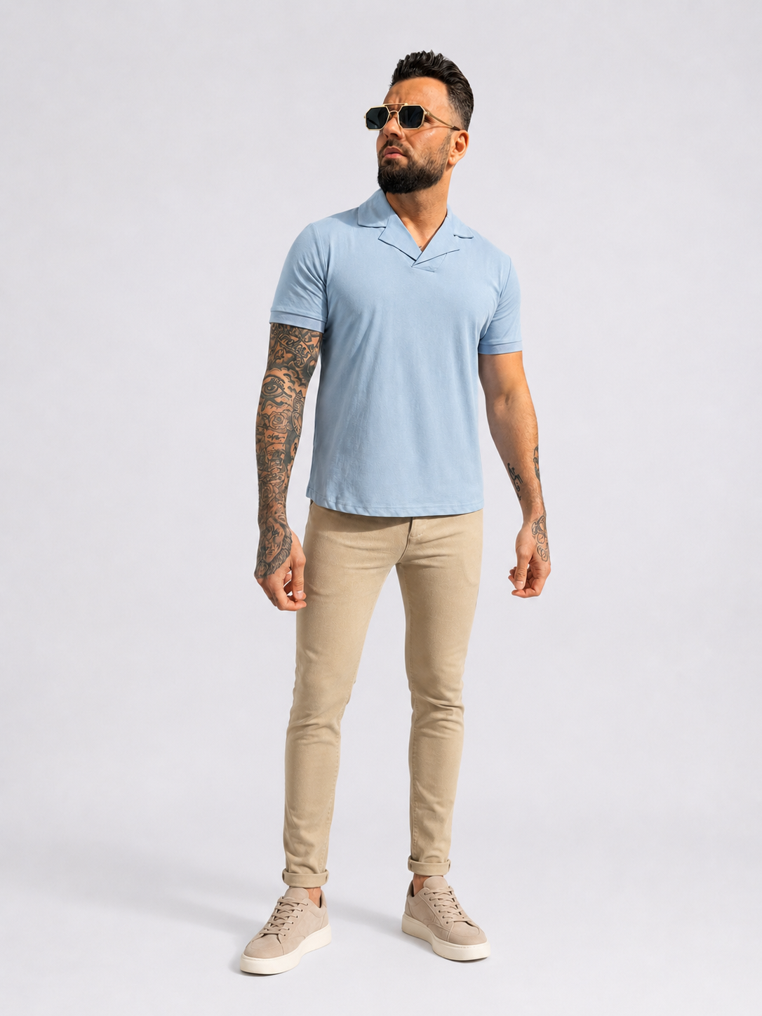 Buttonless polo short sleeve light blue - Frankie's