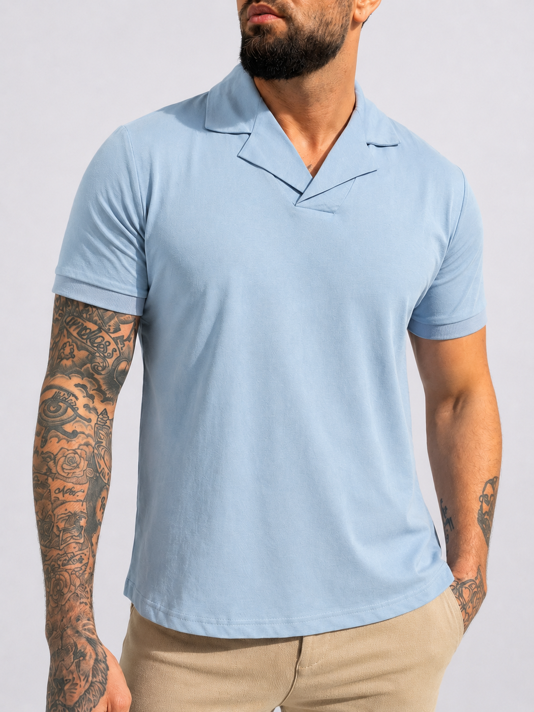 Buttonless polo short sleeve light blue - Frankie's