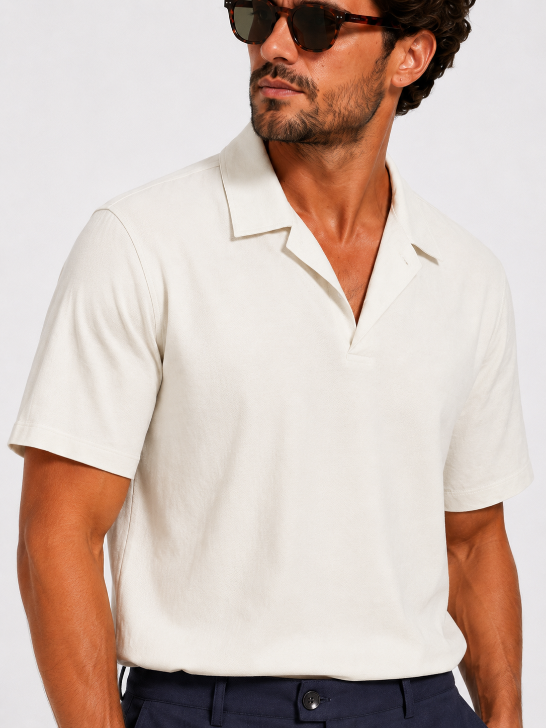 Buttonless polo short sleeve beige - Frankie's