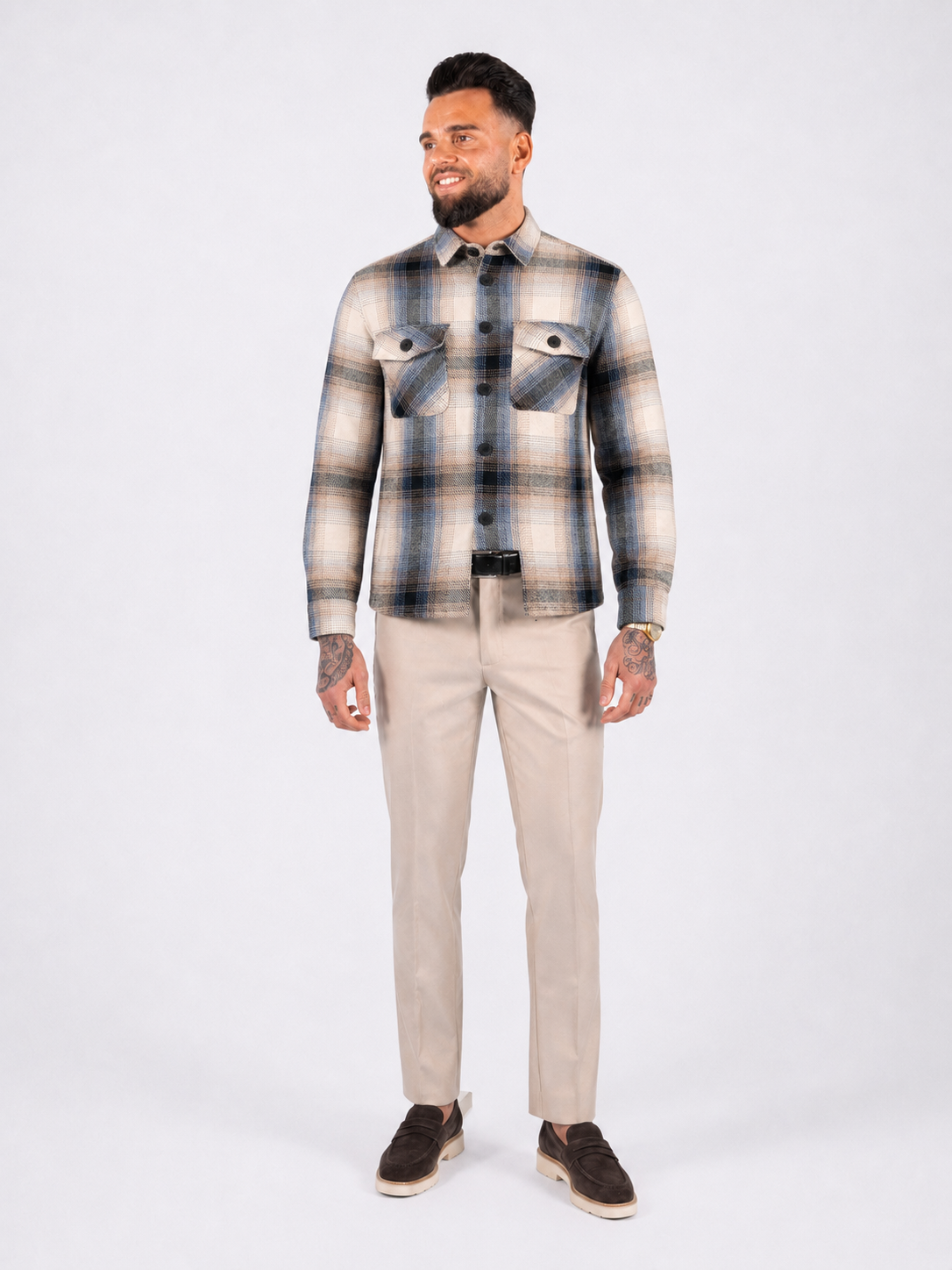 Flannel jacket navy blue - Frankie's
