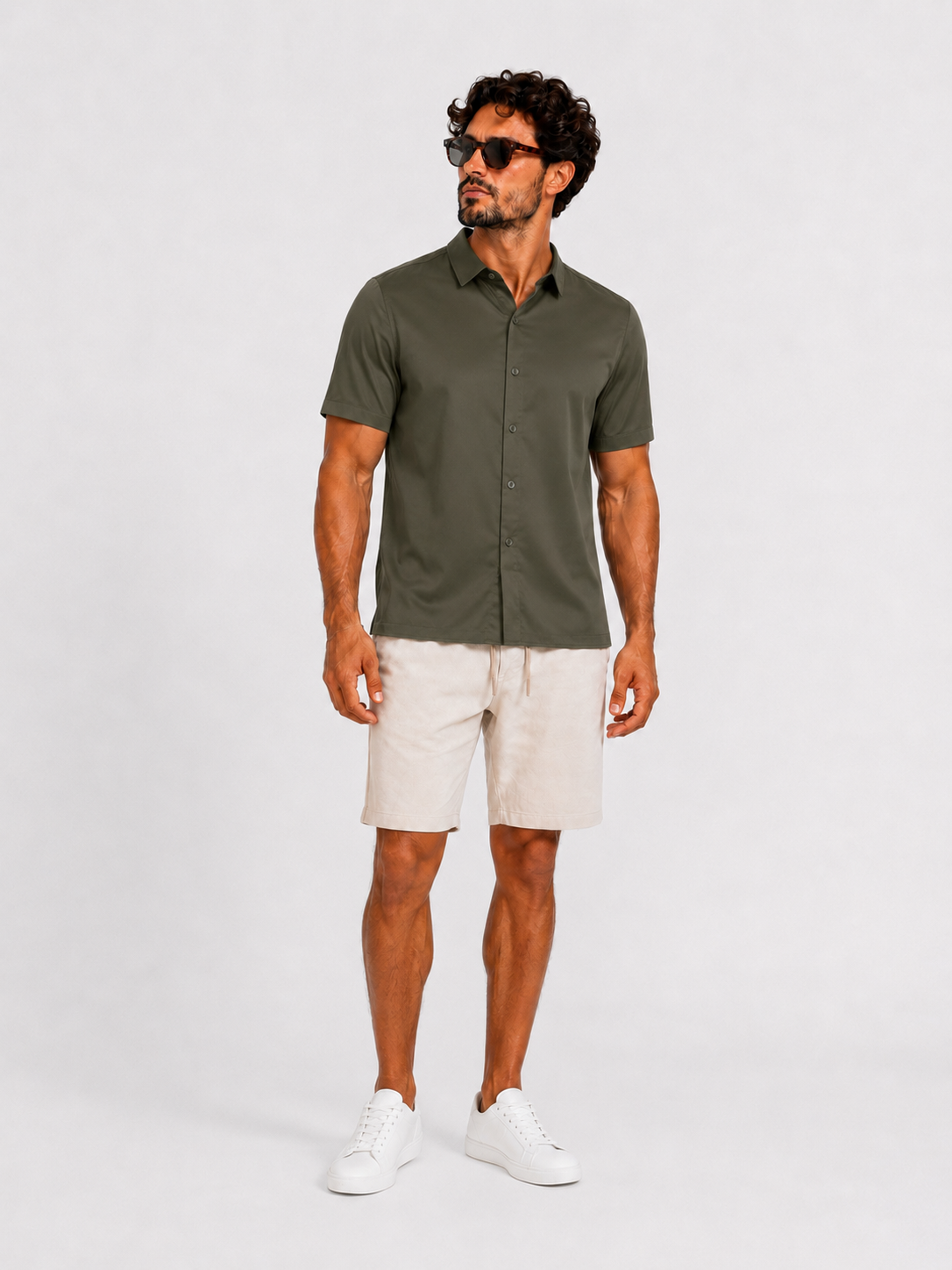 Satin shirt short sleeve khaki - Frankie's