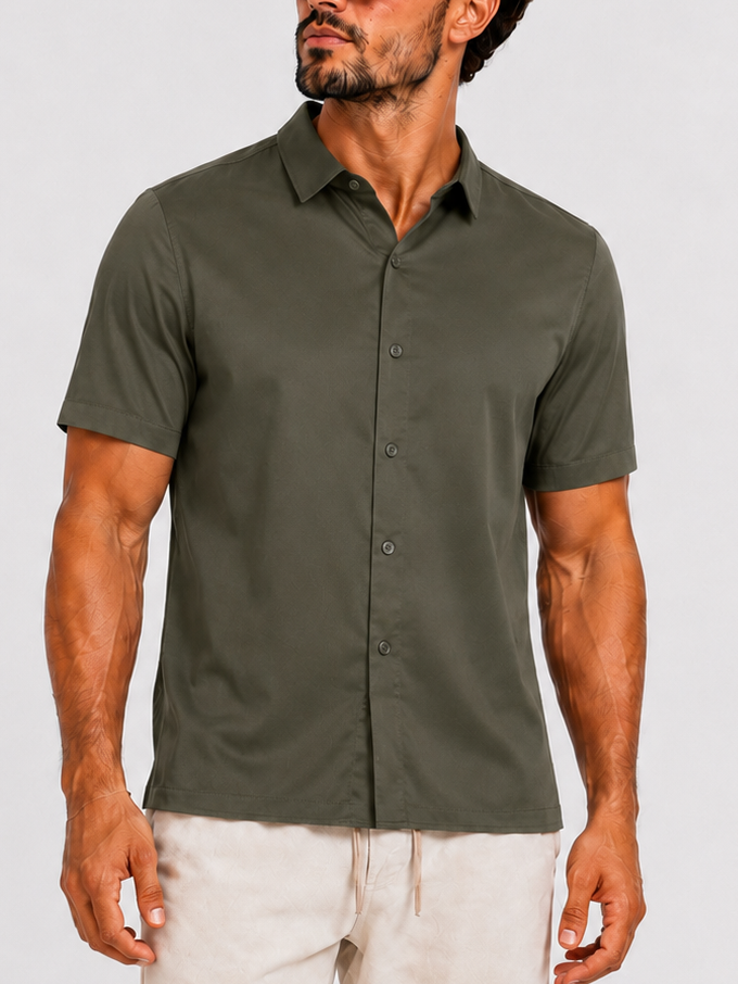 Satin shirt short sleeve khaki - Frankie's
