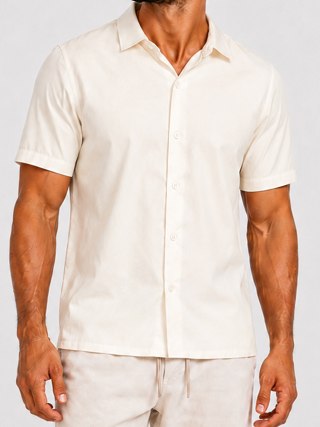 Satin shirt short sleeve beige - Frankie's