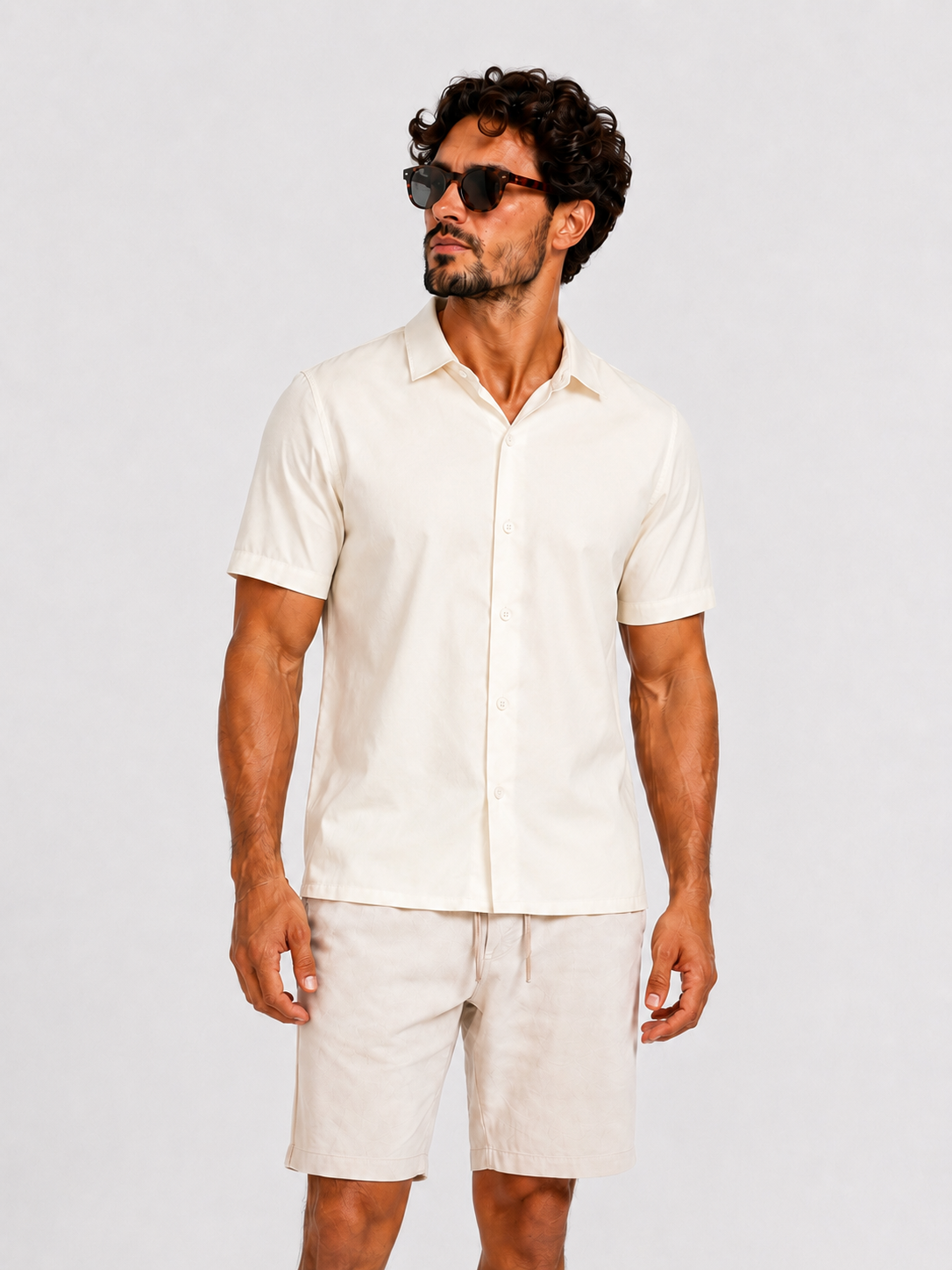 Satin shirt short sleeve beige - Frankie's