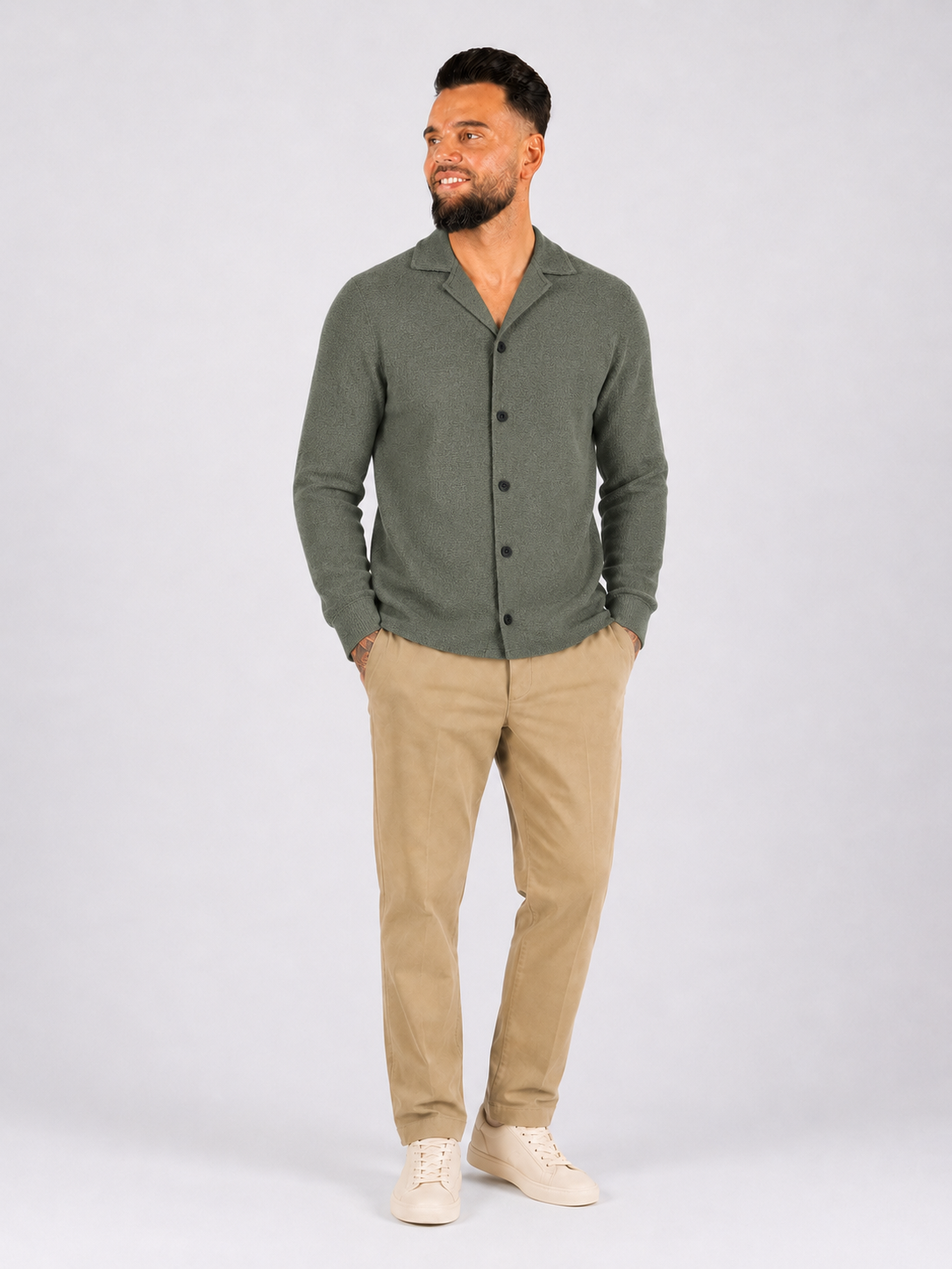 Terry shirt long sleeve khaki green - Frankie's
