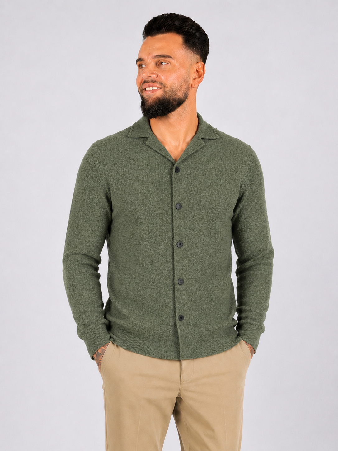 Terry shirt long sleeve khaki green - Frankie's