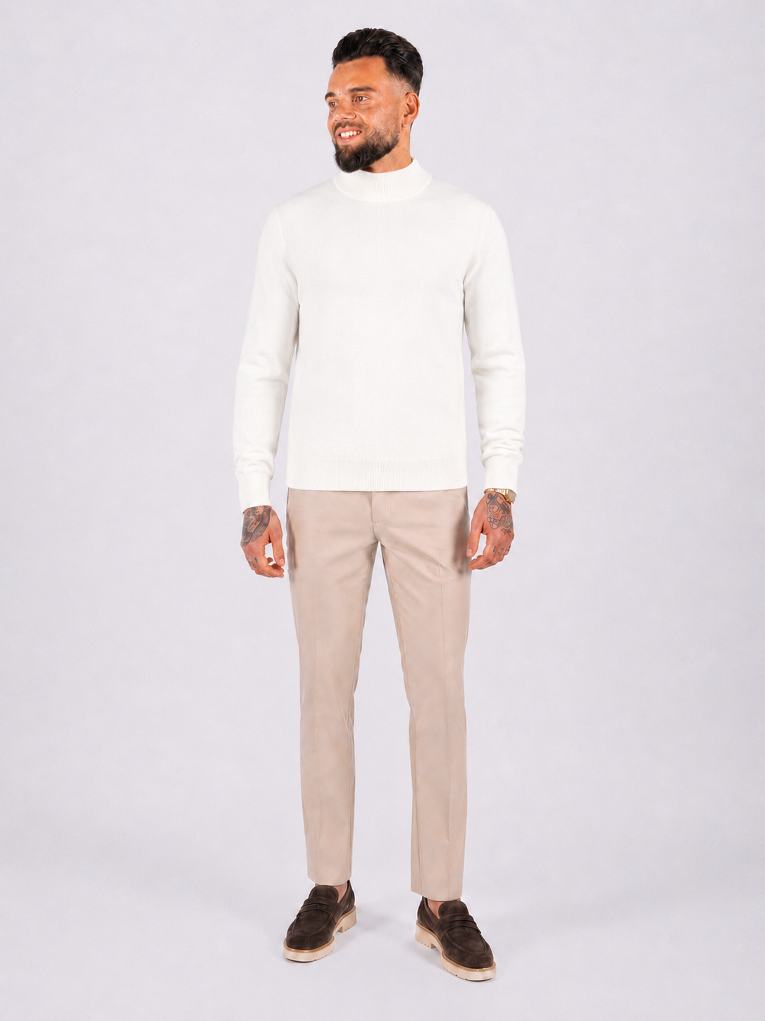 Turtleneck knitwear long sleeve white - Frankie's
