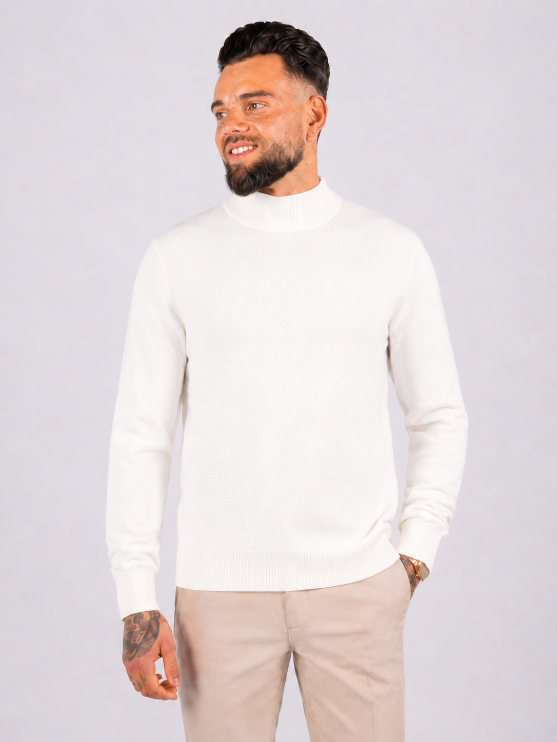 Turtleneck knitwear long sleeve white - Frankie's