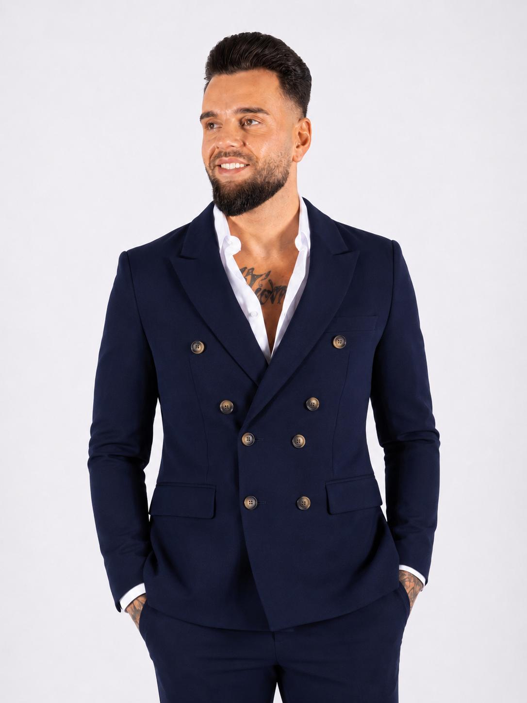 Suit double breasted two piece navy blue - Frankie's
