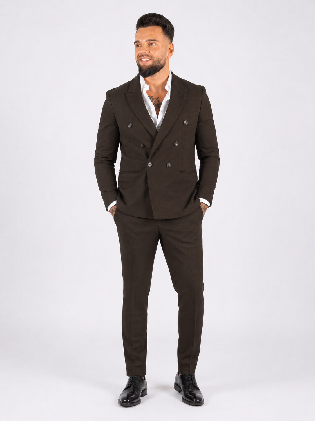 Suit double breasted two piece brown - Frankie's