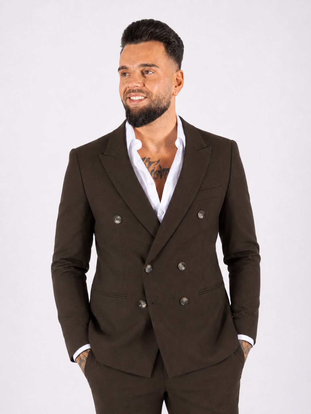 Suit double breasted two piece brown - Frankie's