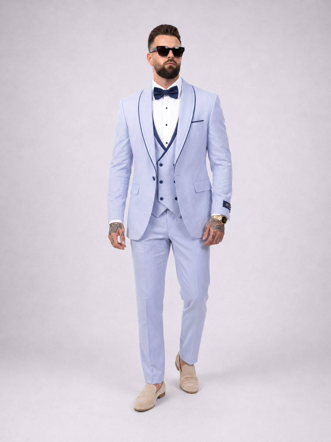 Frankie Premium 4-piece wedding suit light blue