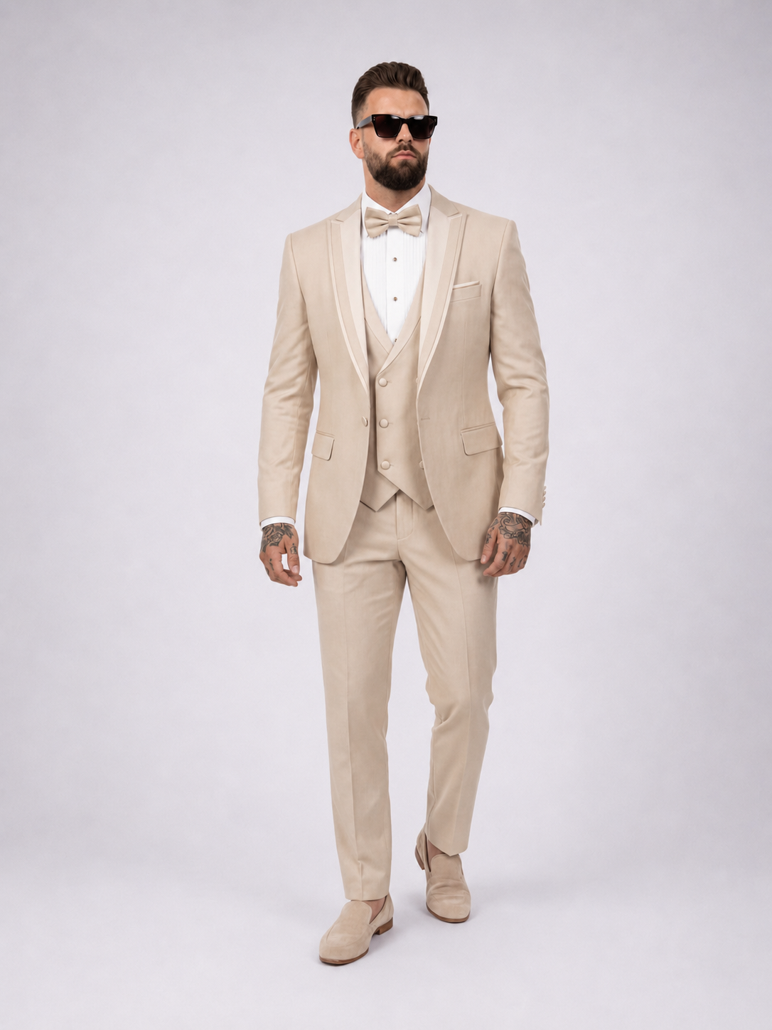 Frankie premium 4-piece wedding suit beige