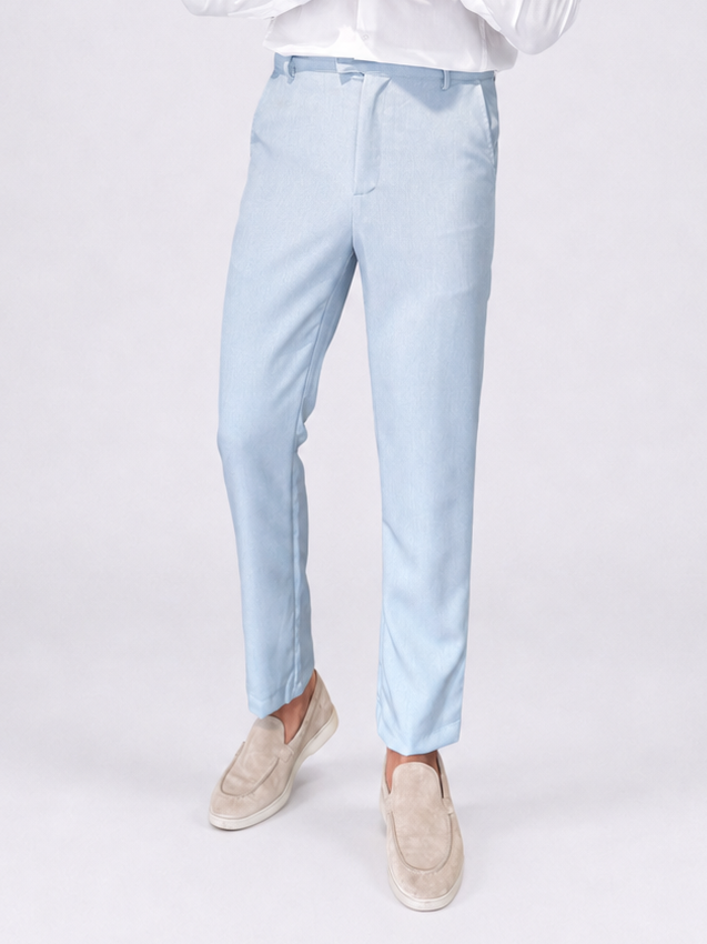 Pantalon straight fit shifted button light blue
